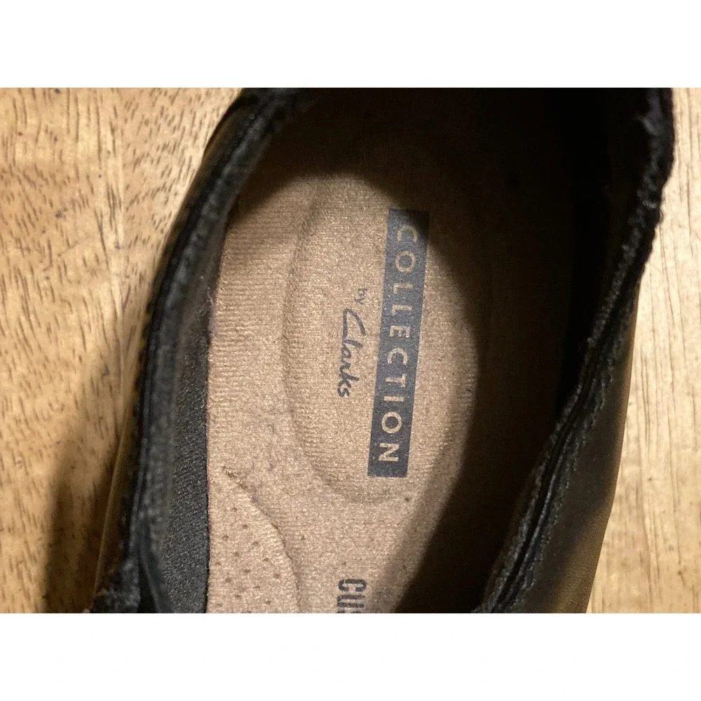 Clarks Collection Black Leather Side Zip Button Booties‎ Shooties 6.5M